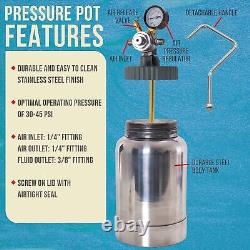 Pot de pression de peinture TCP Global 2 litres avec pistolet pulvérisateur et tuyau d'air et de fluide de 5 pieds