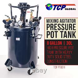 Réservoir de pression de pulvérisation de peinture de 8 gallons (30 litres) pour usage commercial avec alimentation en air comprimé.